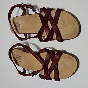 G H Bass Size 10 M Burgundy Leather Sandals With Adjustable Straps